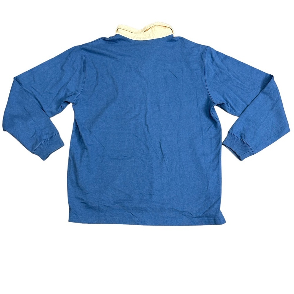Men's L.L. Bean Large 42 - 44 Woven Henley Polo Shirt Blue Long Sleeve Pullover - Picture 4 of 9